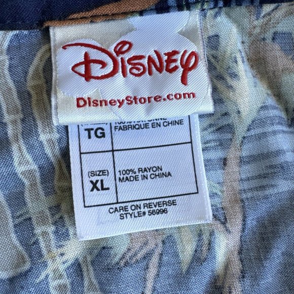 Disney Store‎ Mens Tiki Mickey Donald Surfing Blue Hawaiian Shirt Size XL Aloha - Picture 2 of 9